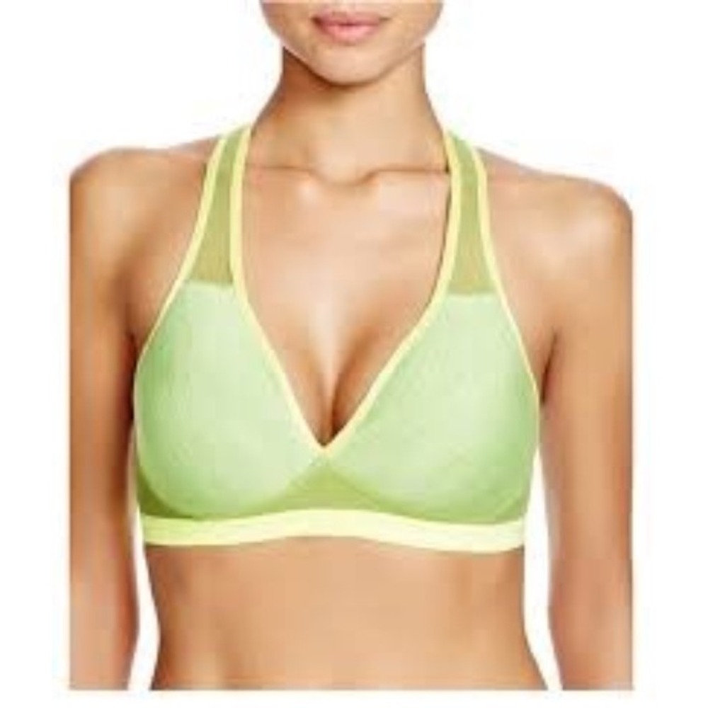 NWT Wacoal 32D Soft Cup Racerback Sports Bra 856234 Lime Green 123731